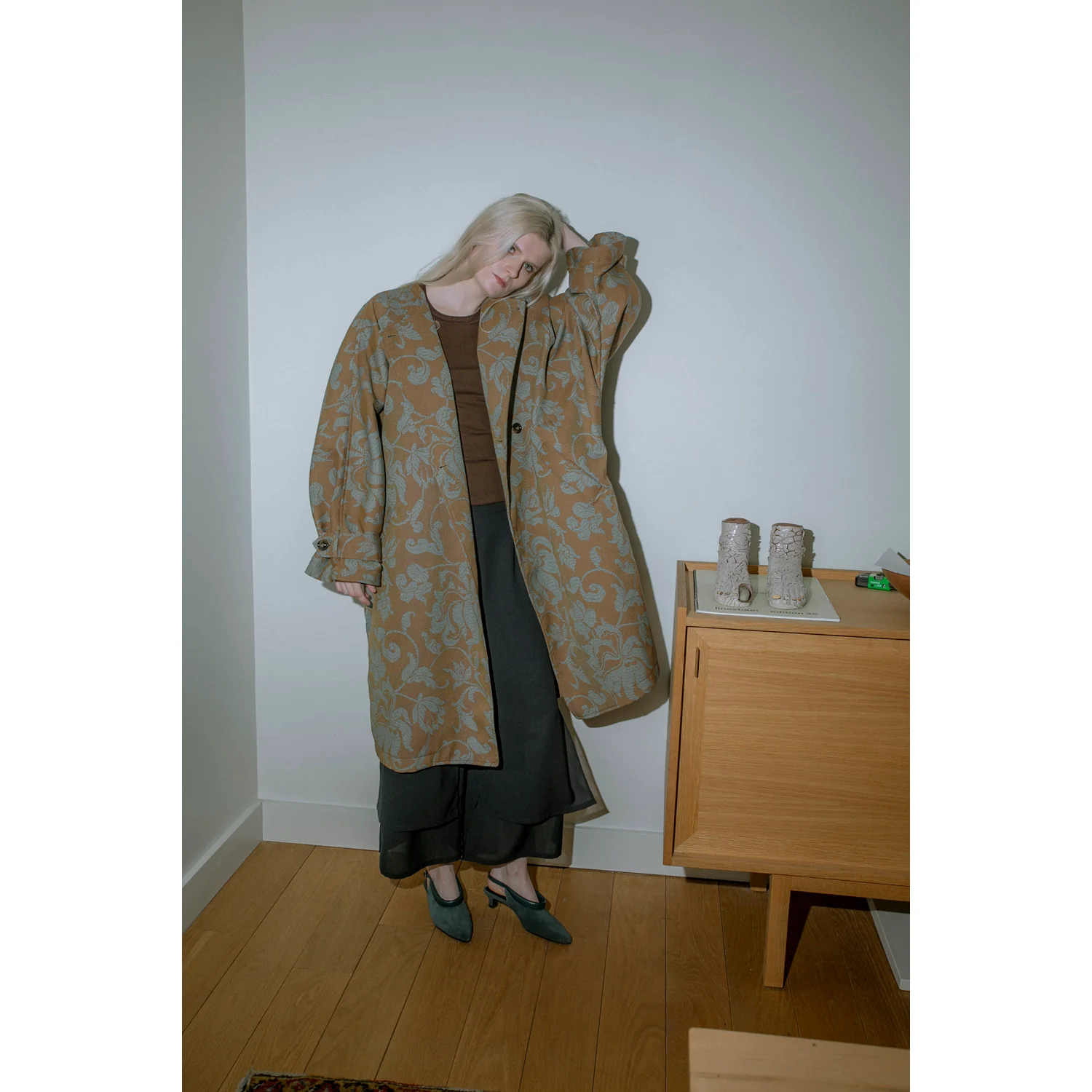 Rodebjer Melbourne French Lily Coat in Teal/Brown - Image 4