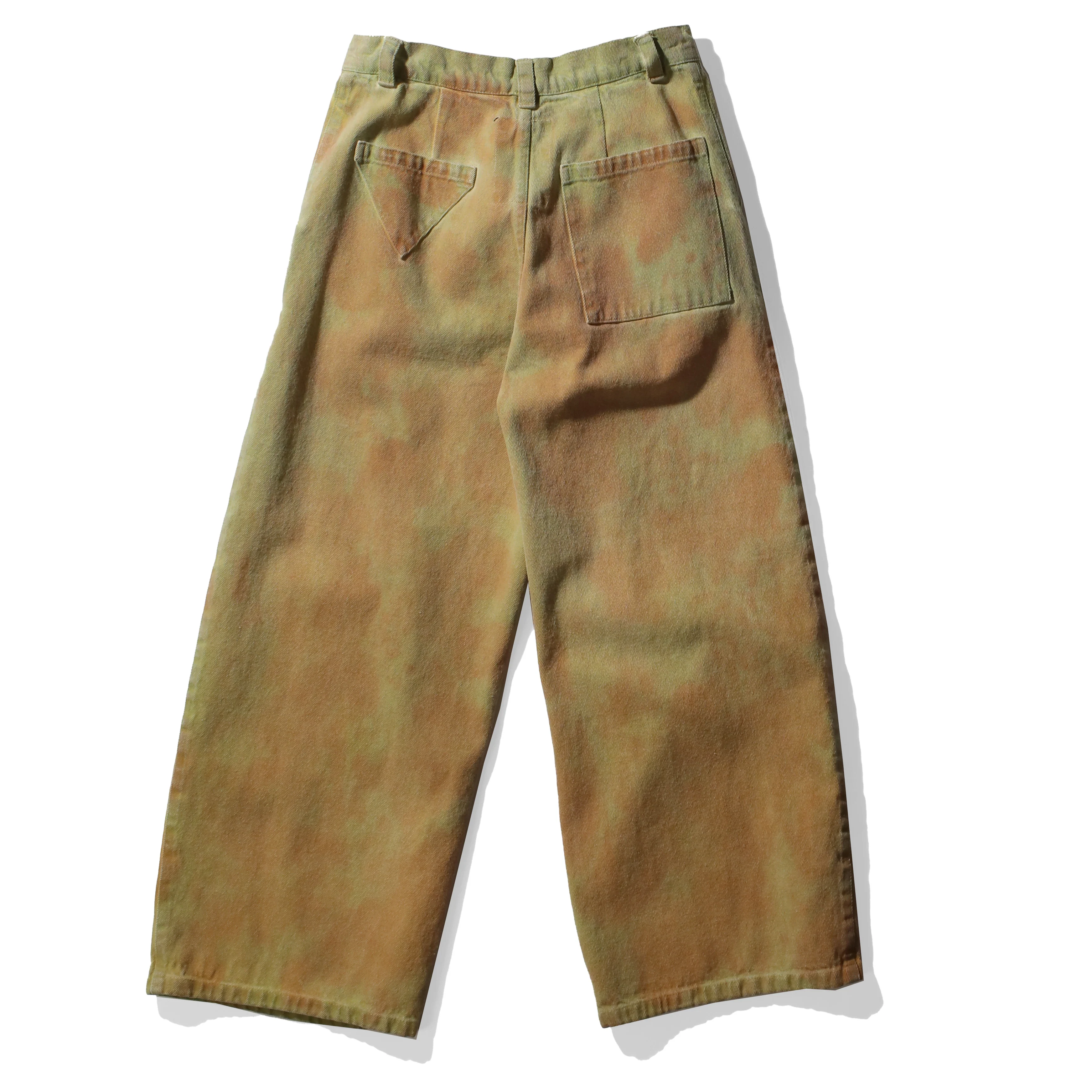 Anntian Jeans Wide Leg in Plant Mineral Dyed Apricot-Green-E - Image 3