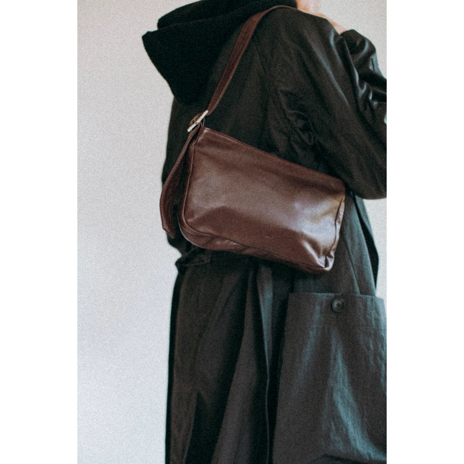 Grei Peaked Lapel Trench Coat in Charcoal - Image 13