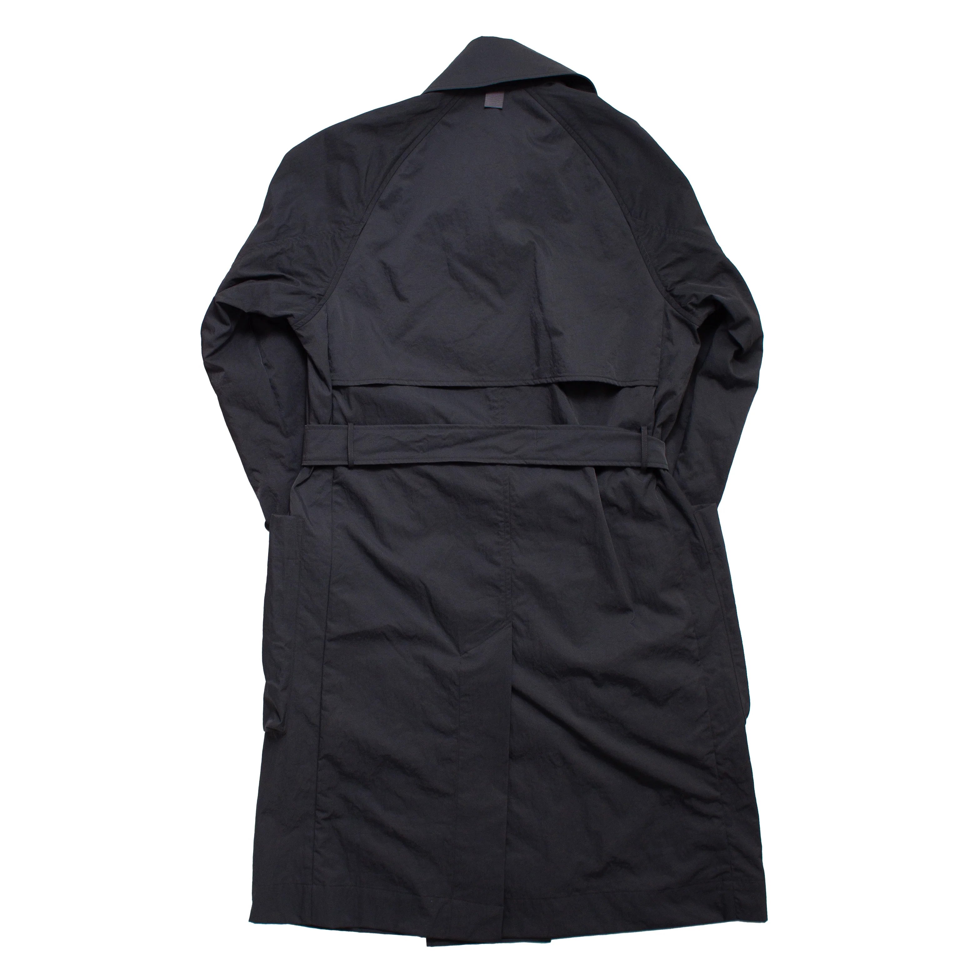 Grei Peaked Lapel Trench Coat in Charcoal - Image 3