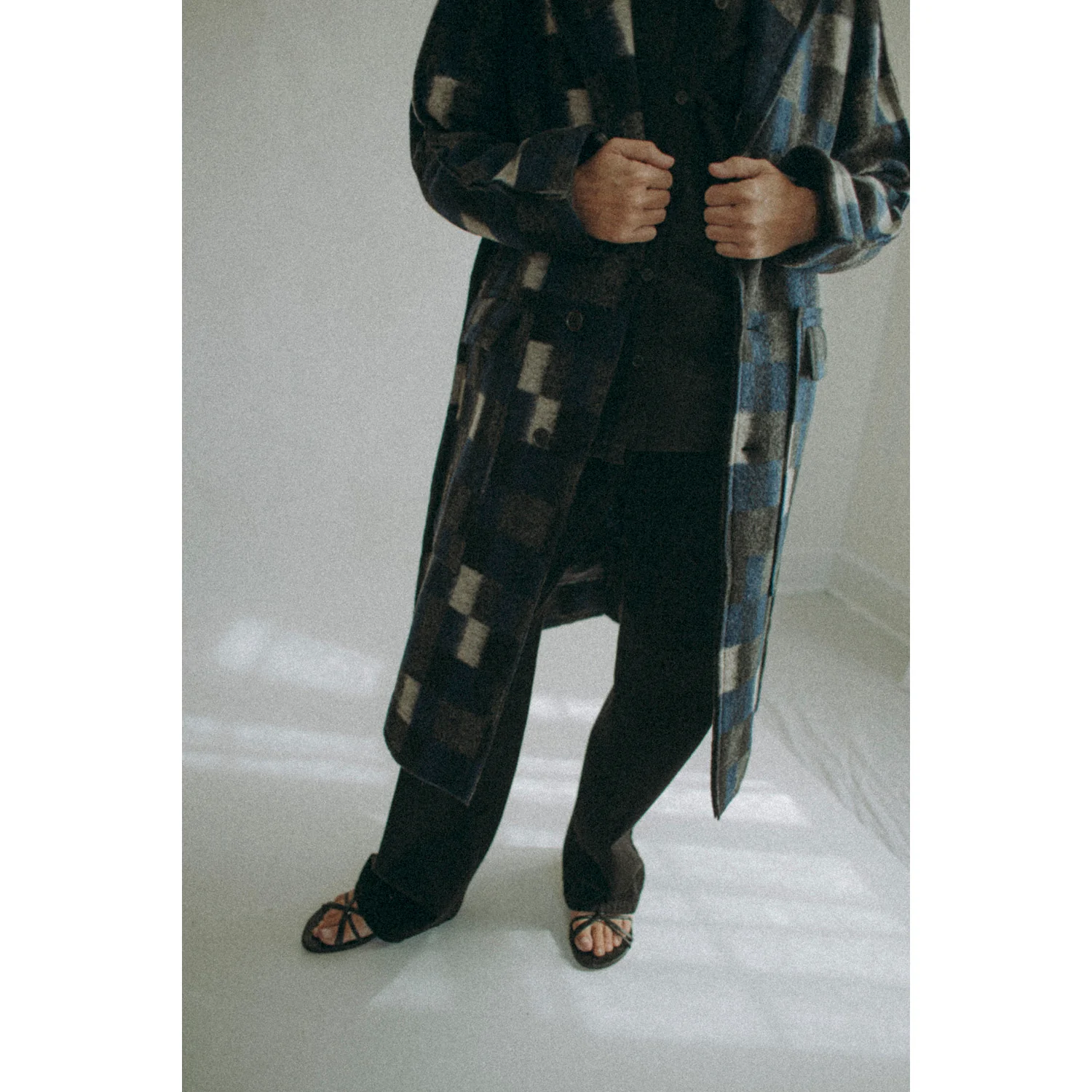 Henrik Vibskov Flat Coat in Brushed Black Squares - Image 11