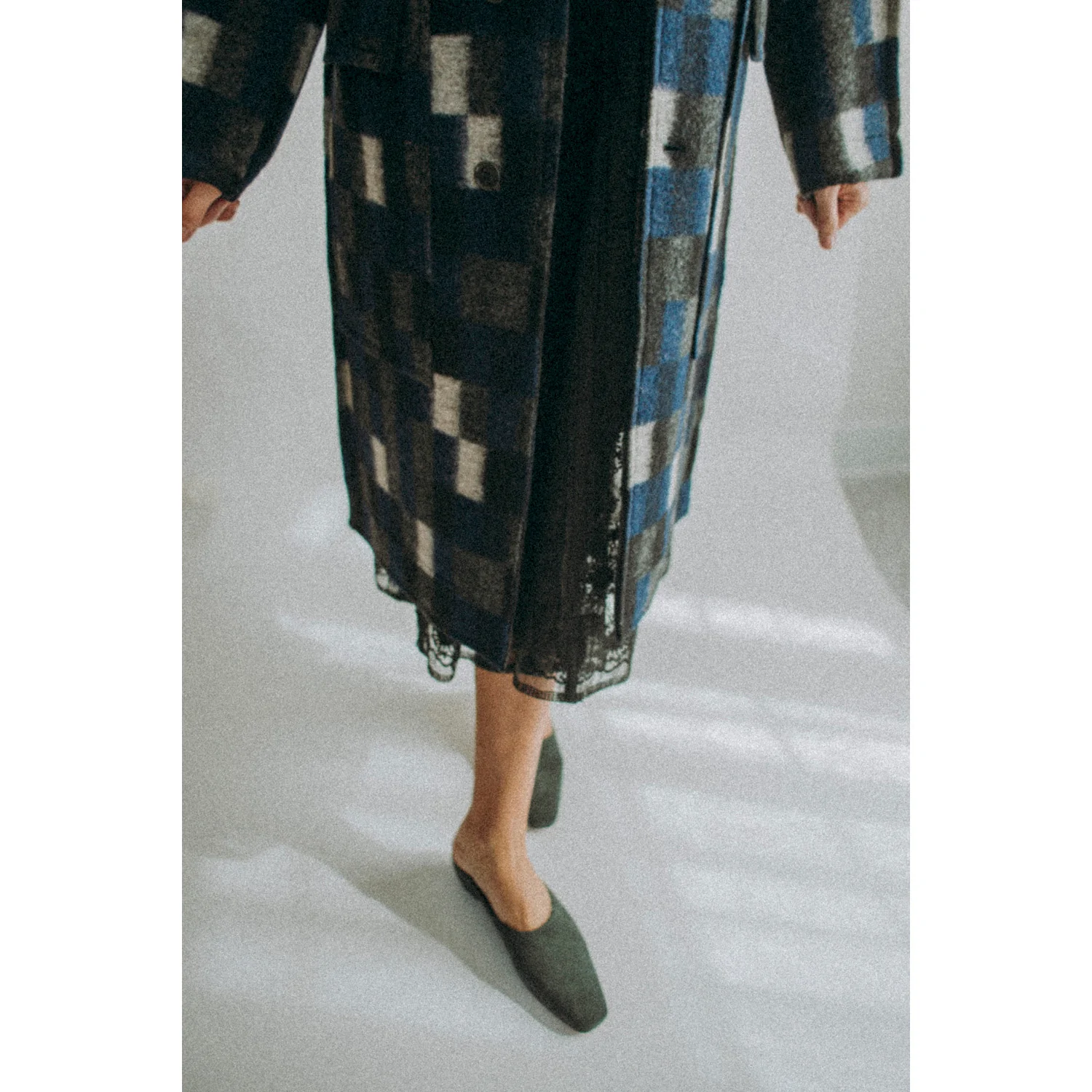 Henrik Vibskov Flat Coat in Brushed Black Squares - Image 8