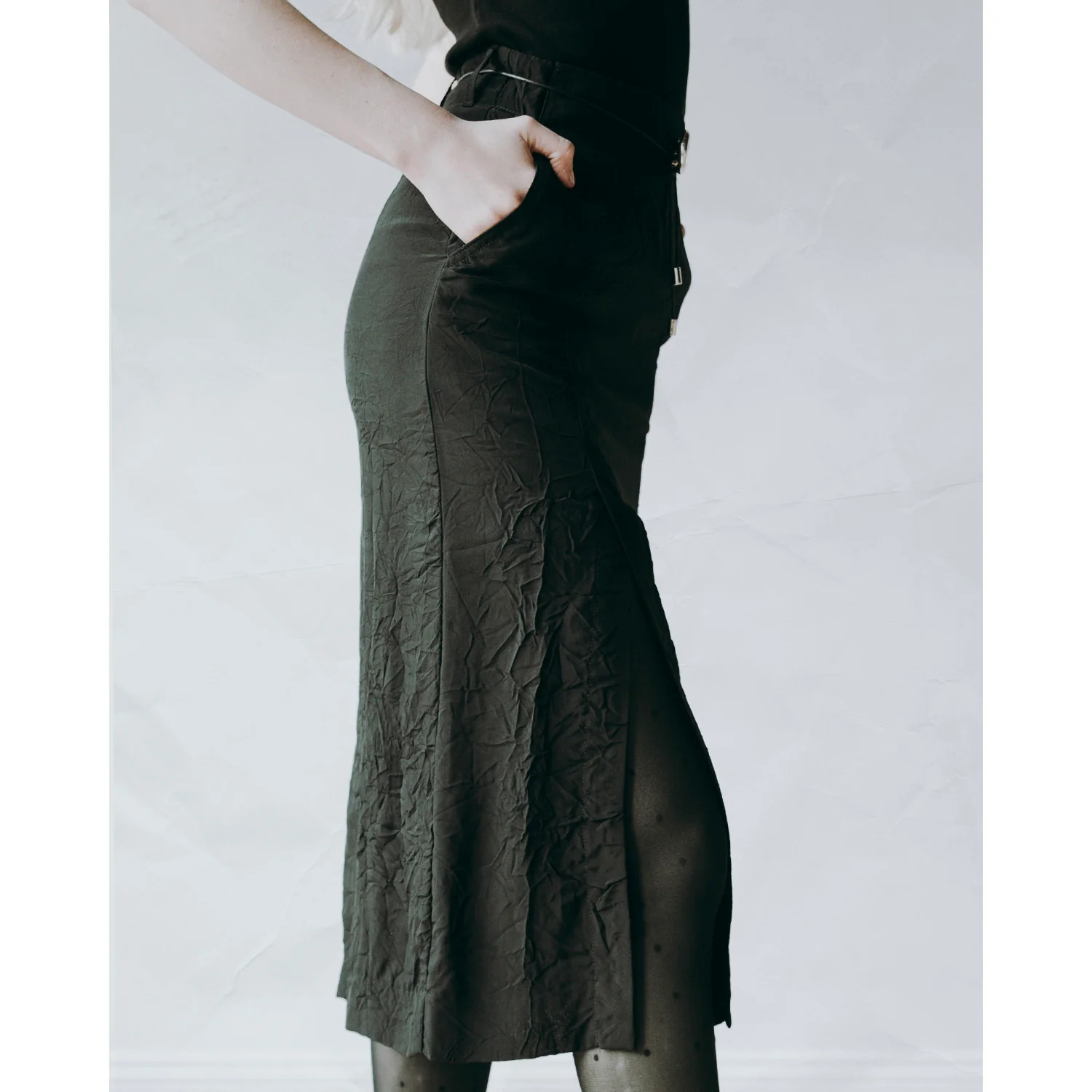 Hope Crush Skirt in Black Crinkle - Image 5