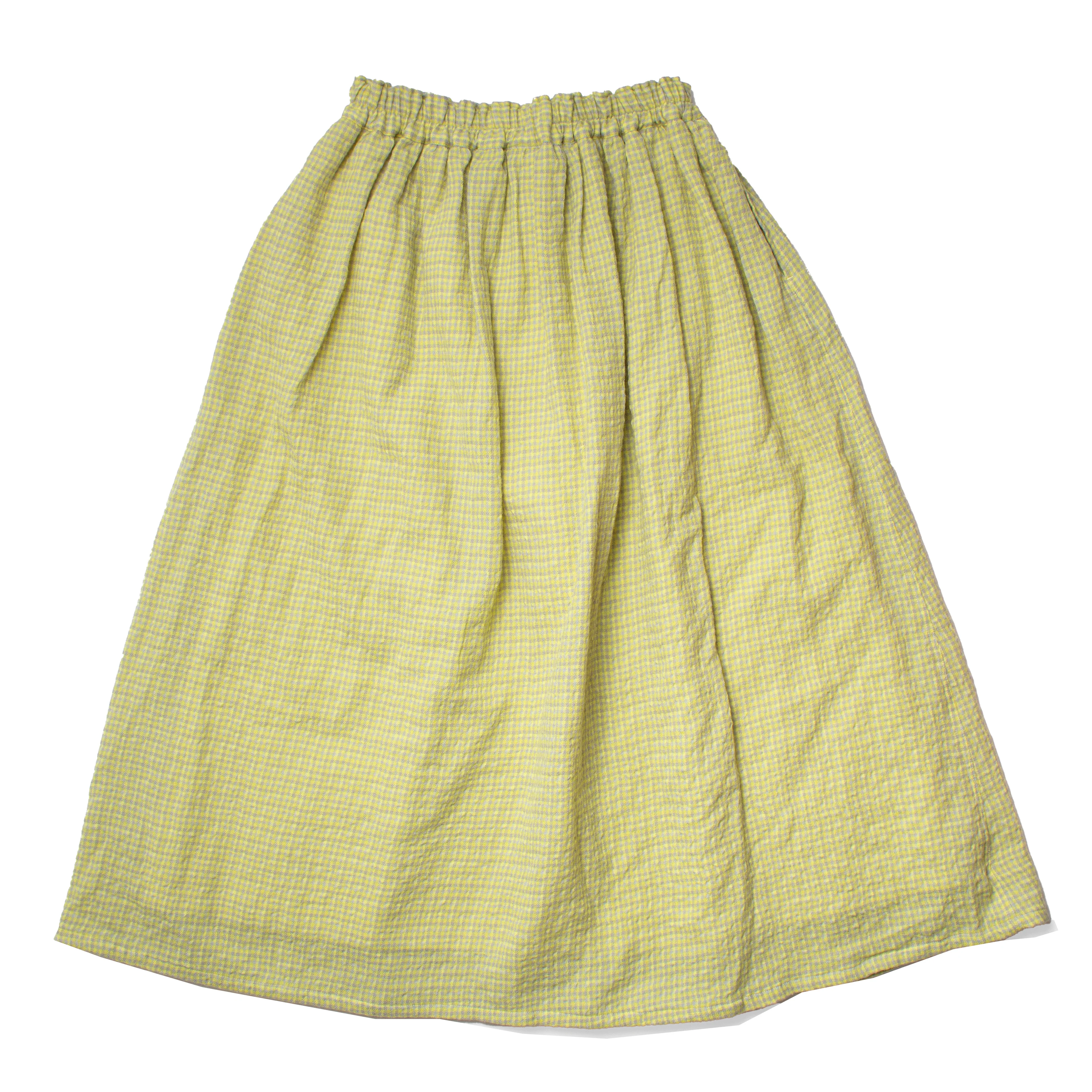 Ichi Antiquités Gingham Skirt in Yellow x Gray - Image 3
