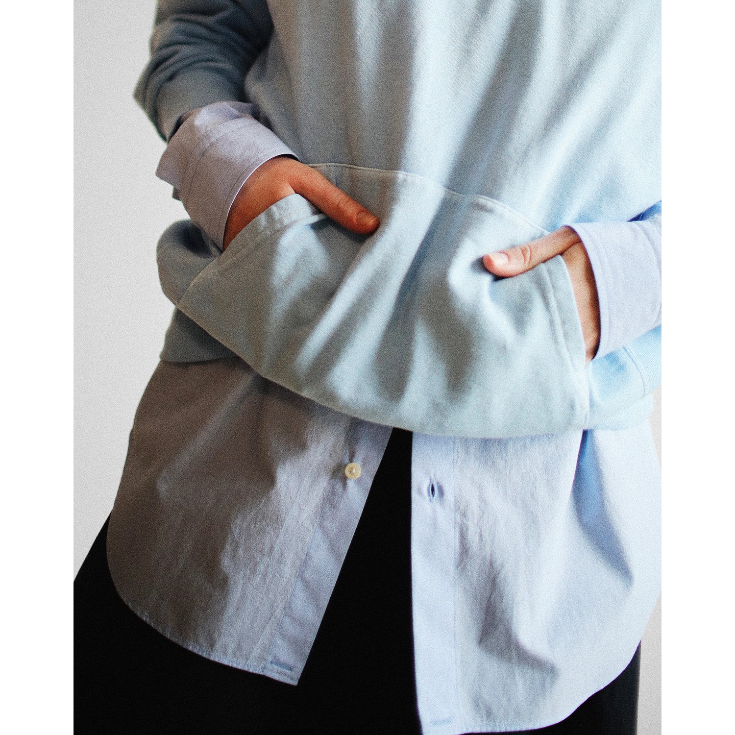 Ichi Antiquités Lightweight Pigment French Terry Hoodie in Light Blue - Image 4