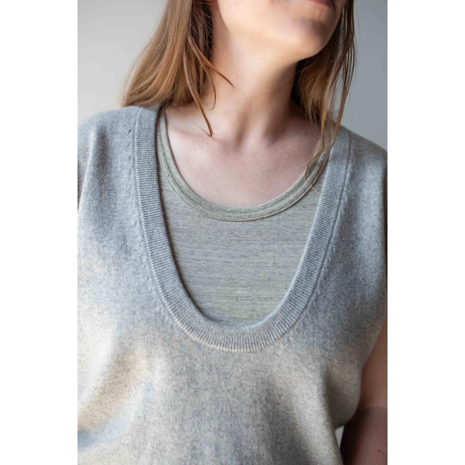 Ichi Antiquités Undyed Tank Top in Gray - Image 7
