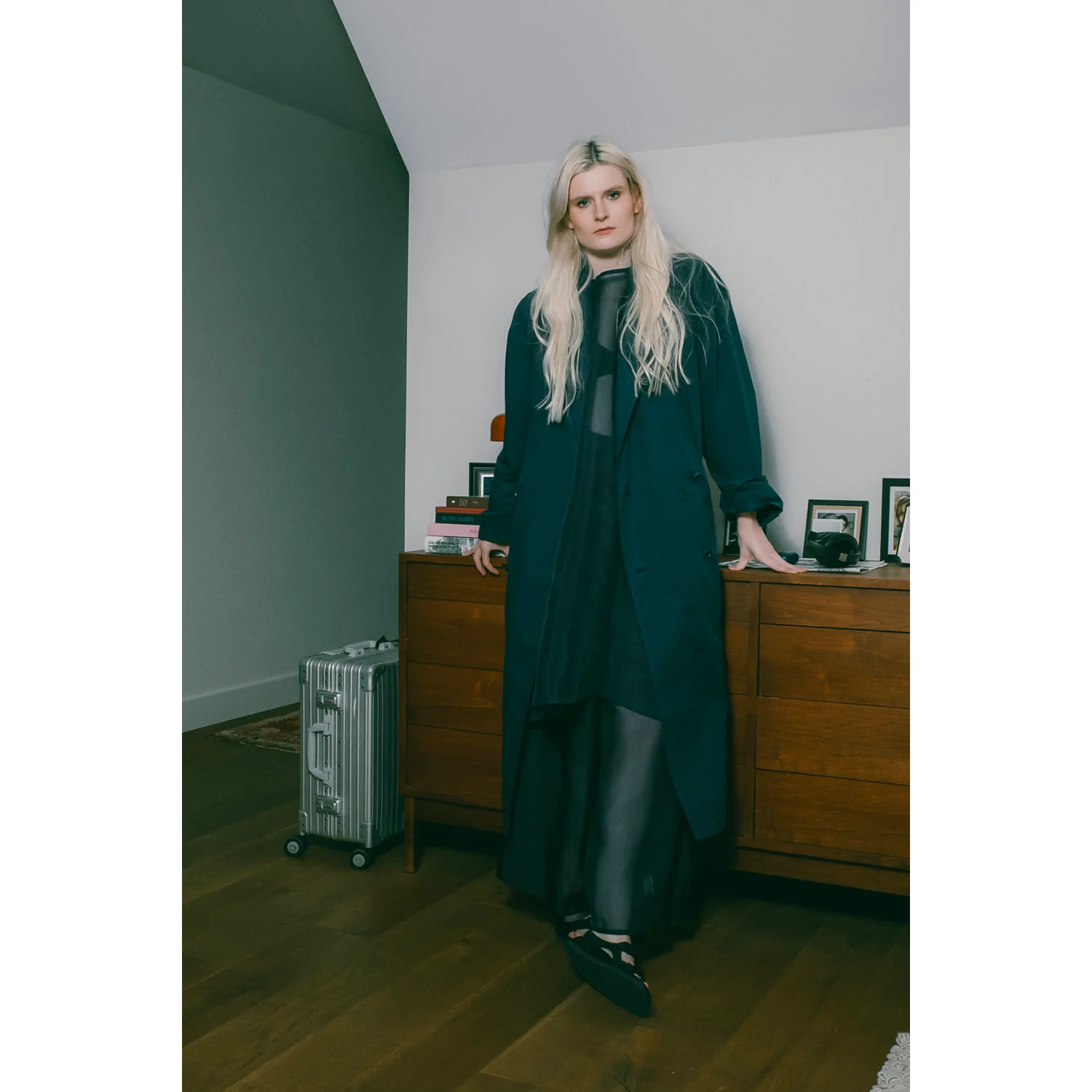 Henrik Vibskov Dimout Long Coat in Navy - Image 5