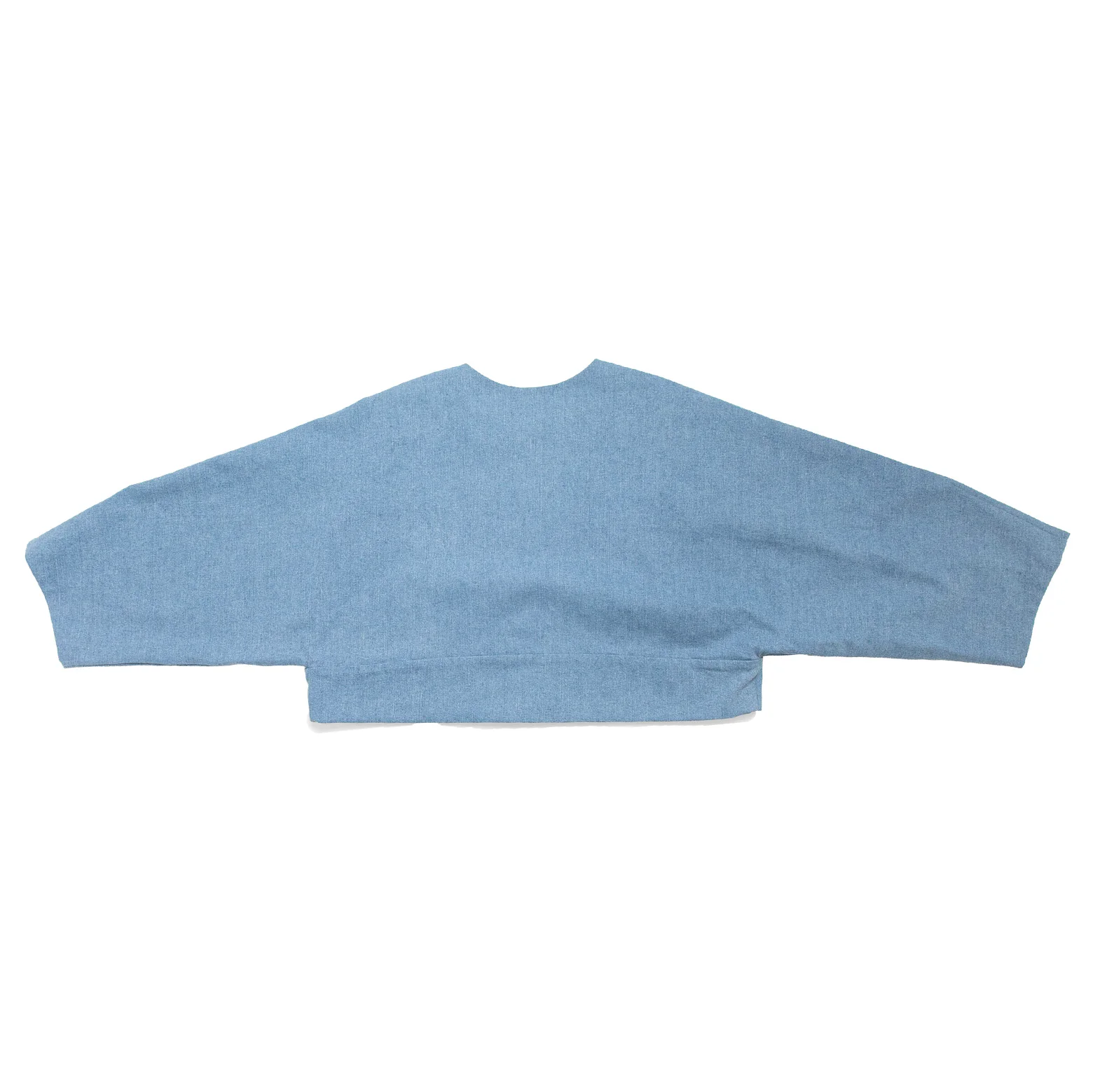 Kaarem Sponge Cropped Boxy Denim Jacket in Light Blue - Image 3