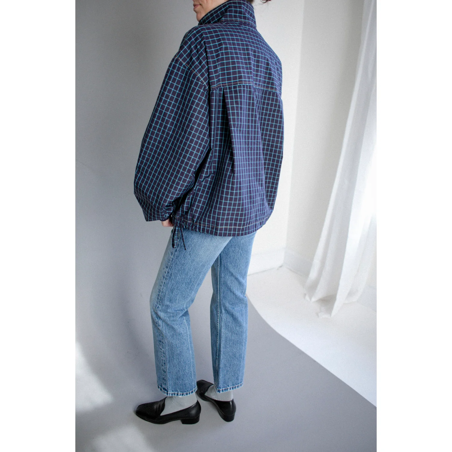 Kasmaria Anorak in Blue Windowpane Check - Image 6