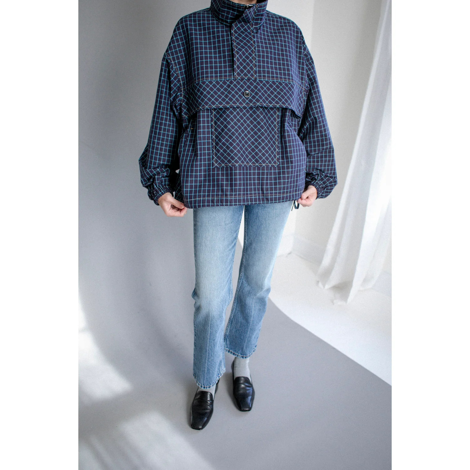 Kasmaria Anorak in Blue Windowpane Check - Image 9