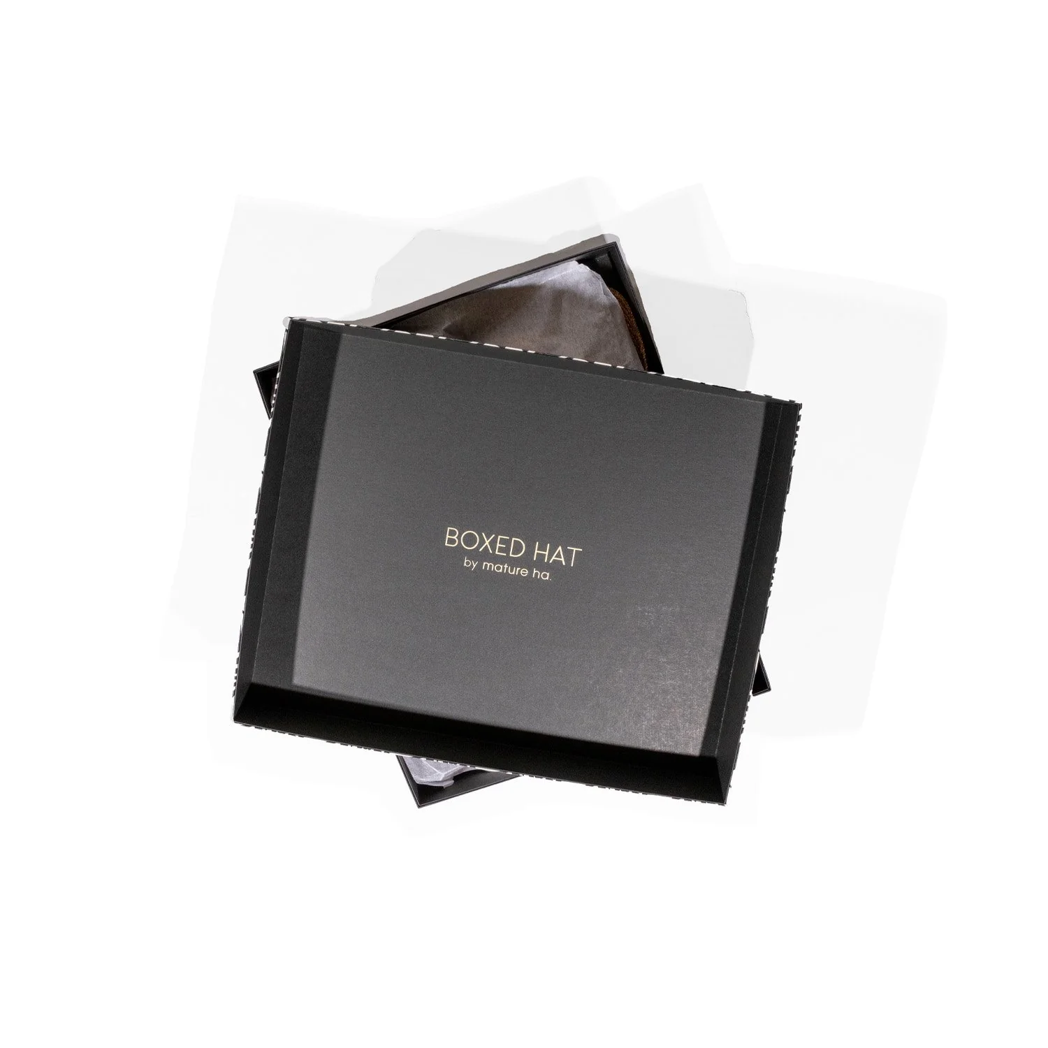 Mature Ha Boxed Hat in Bronze Gold x Orange Brown - Image 5