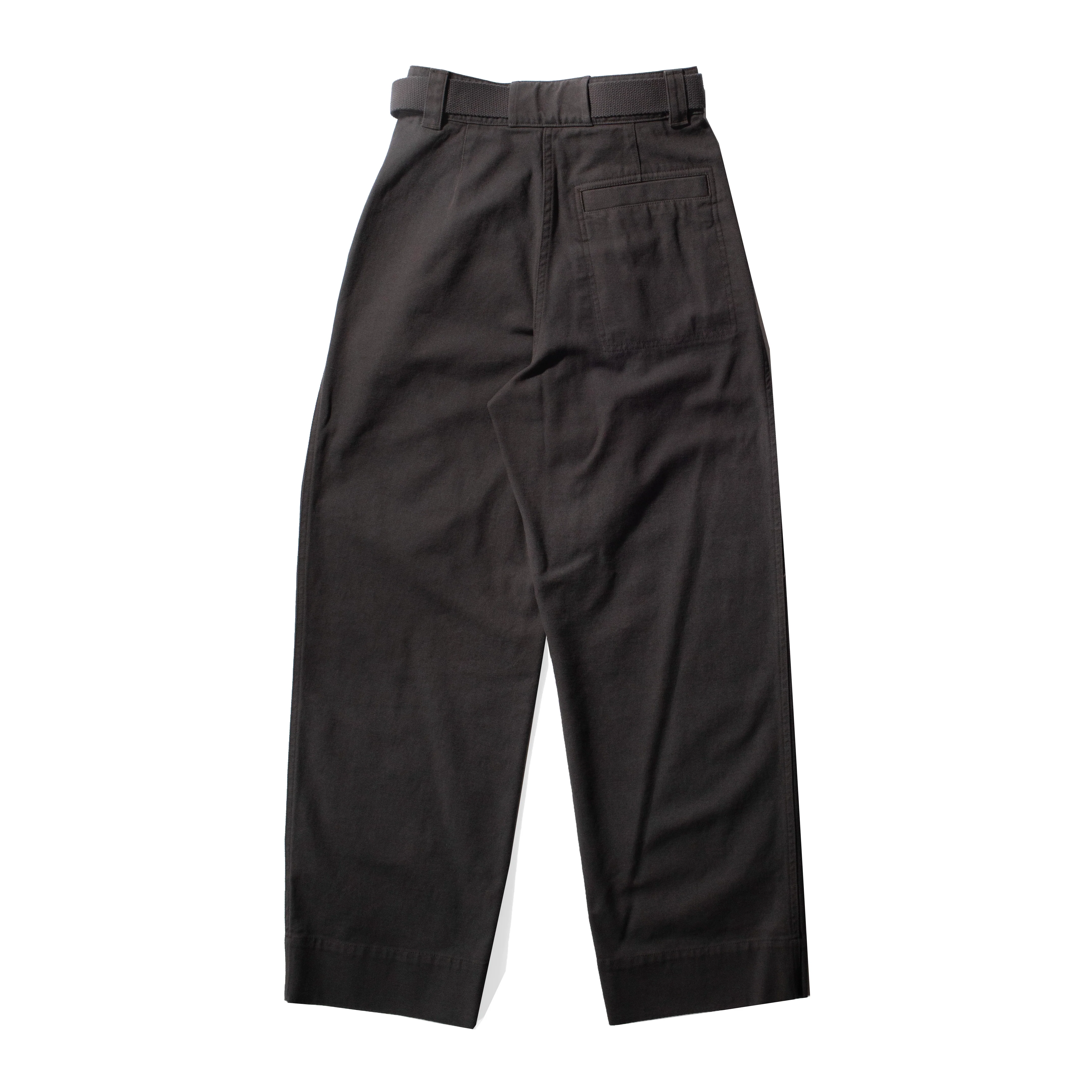 MHL. Webbing Belt Trousers in Graphite Cotton Wool Drill - Image 3