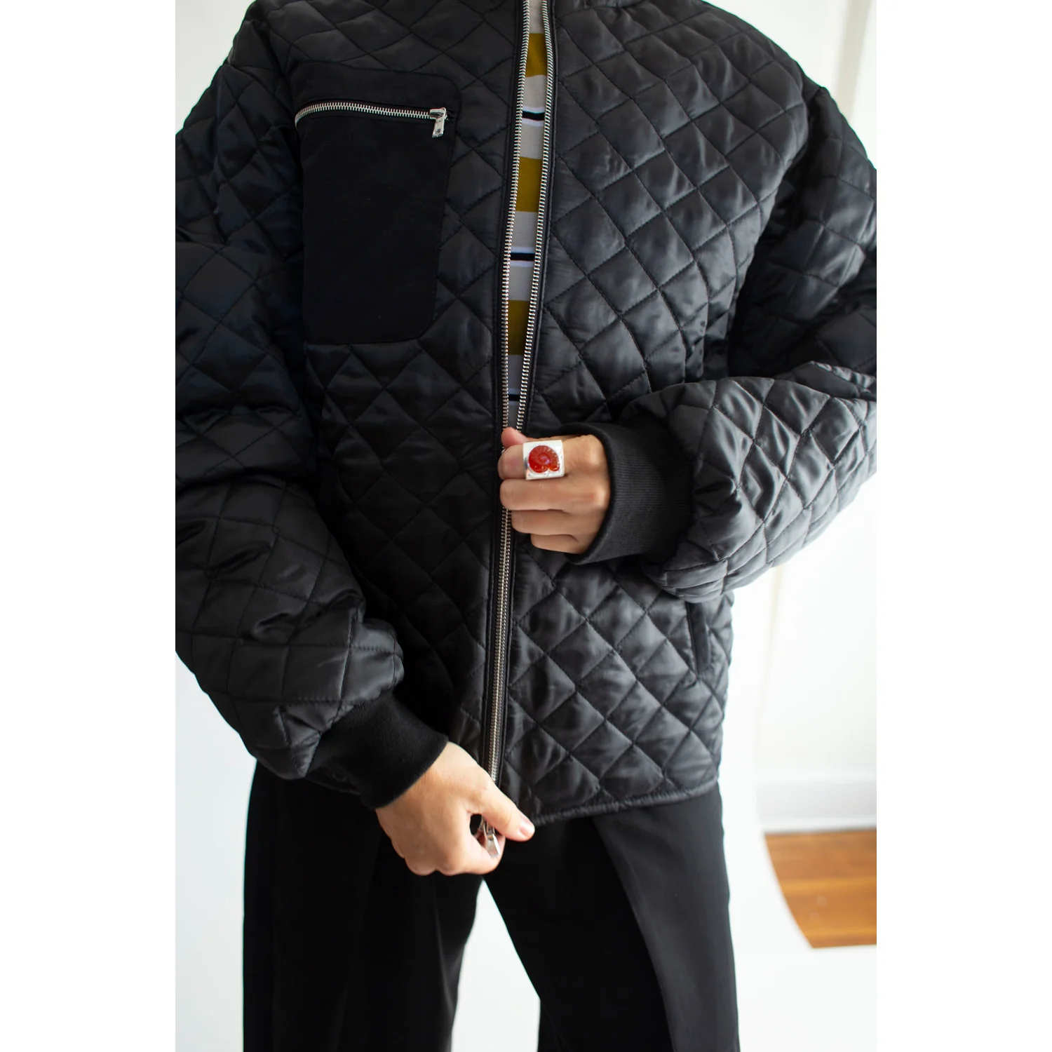 Nomia Carved Nautilus Shell Ring in Red Onyx - Image 5