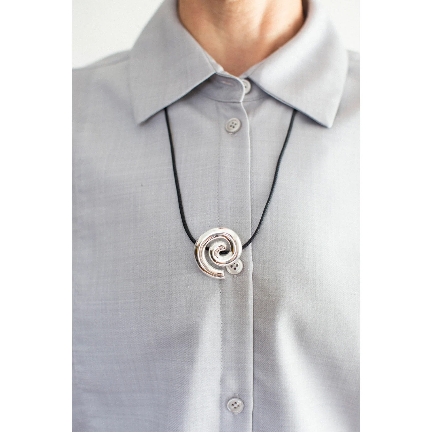 Nomia Spiral Cord Necklace in Silver - Image 4