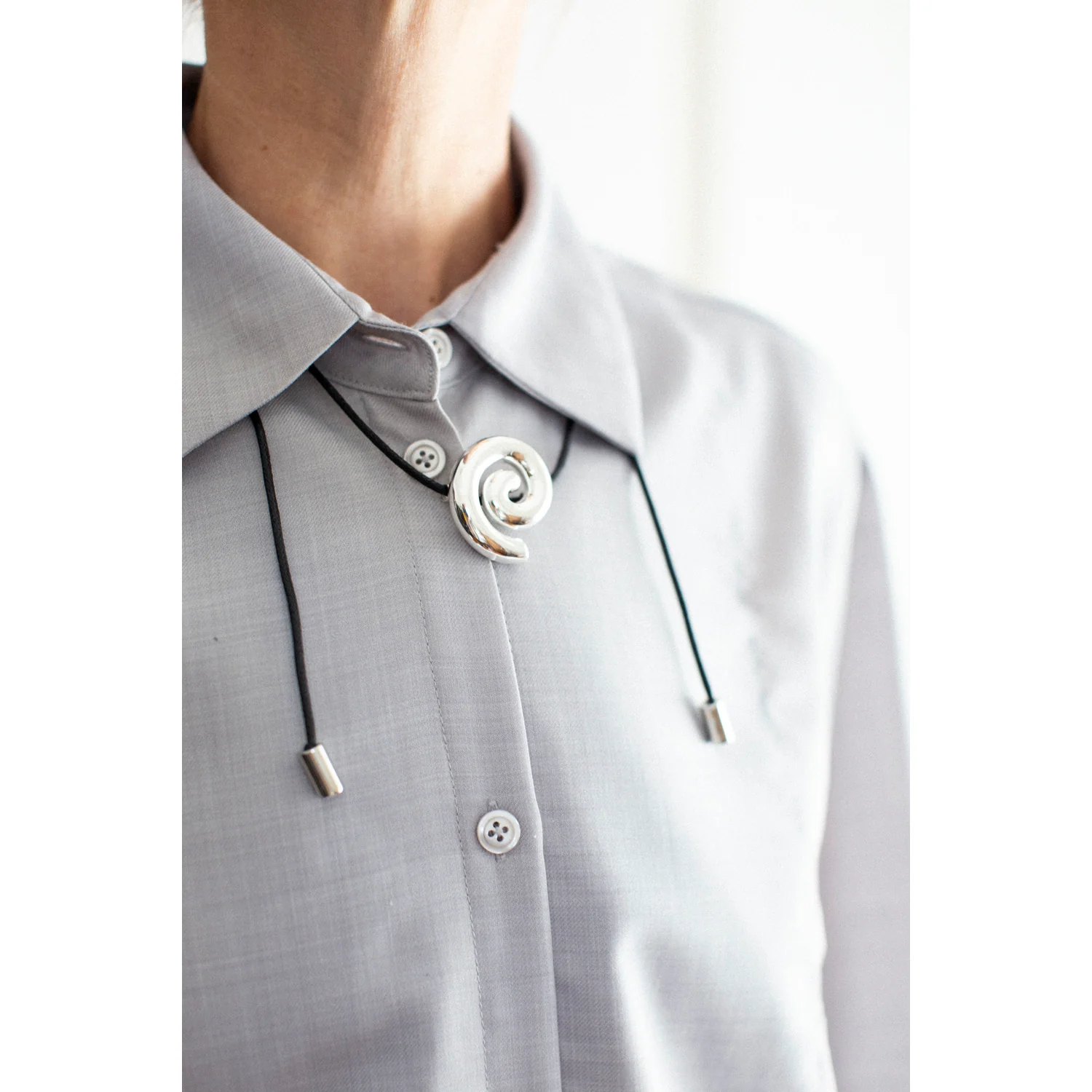 Nomia Spiral Cord Necklace in Silver - Image 7