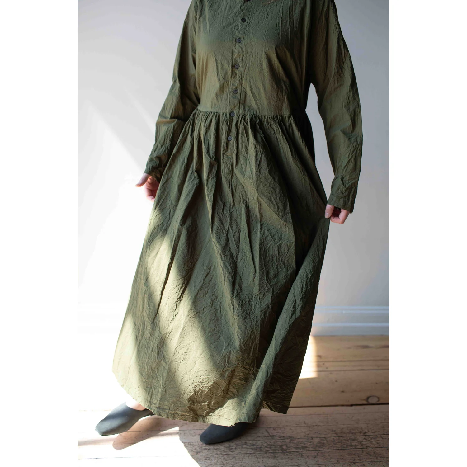 Pas de Calais Cotton Typewriter Dress in Khaki - Image 8