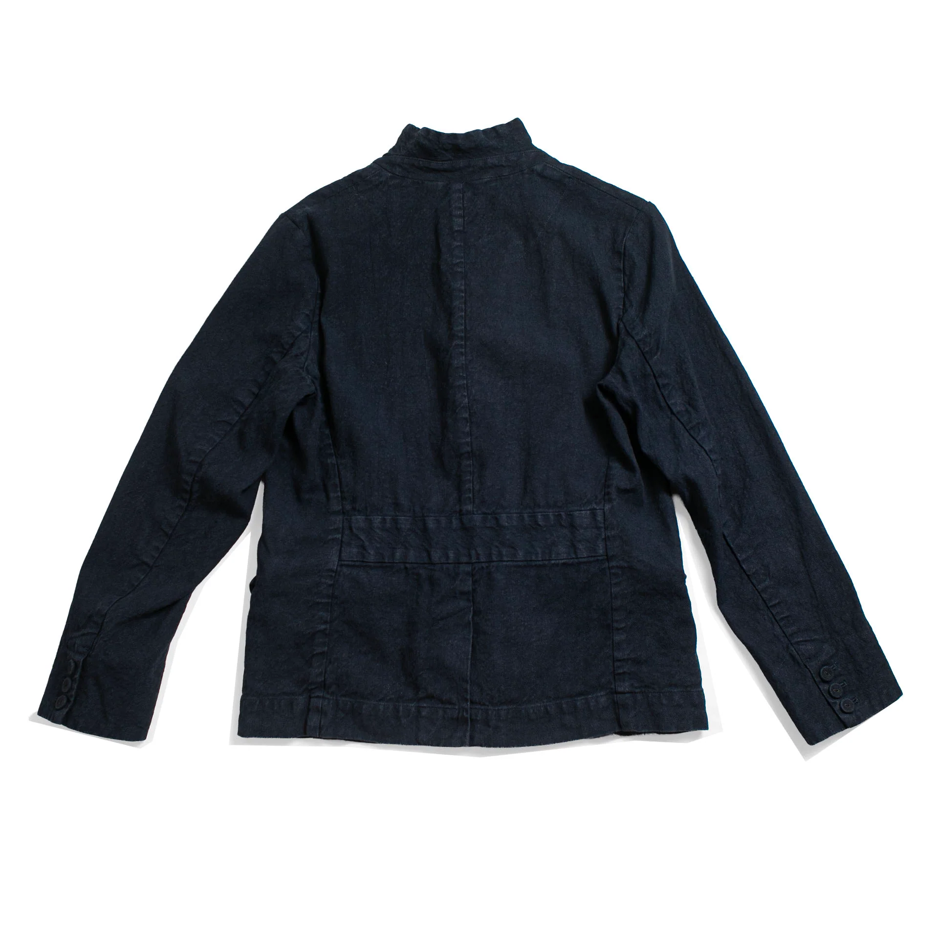 Pas de Calais Linen Cotton Soft Twill Tailored Jacket in Navy - Image 3