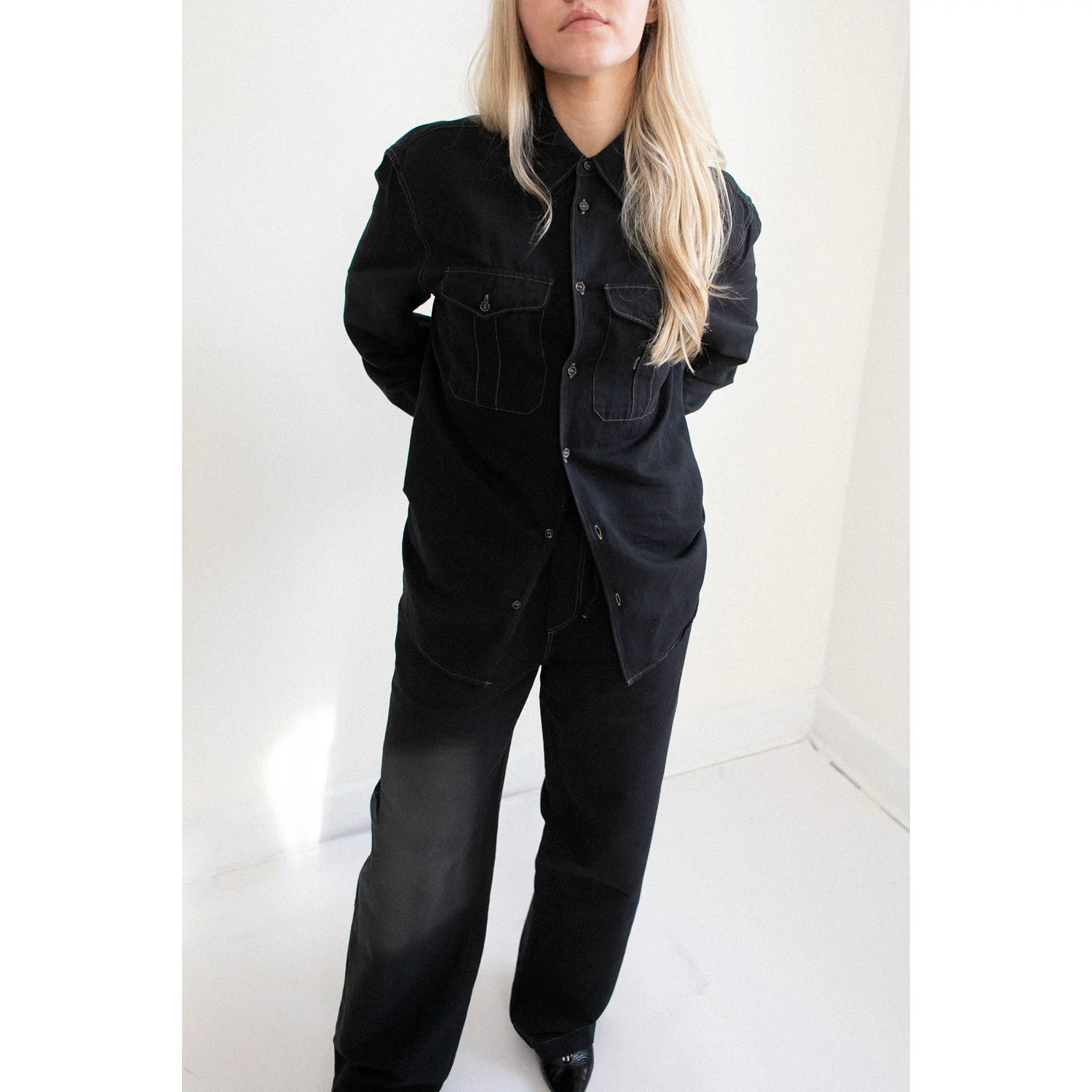 Studio Nicholson Louro Shirt in Black Grape - Image 5