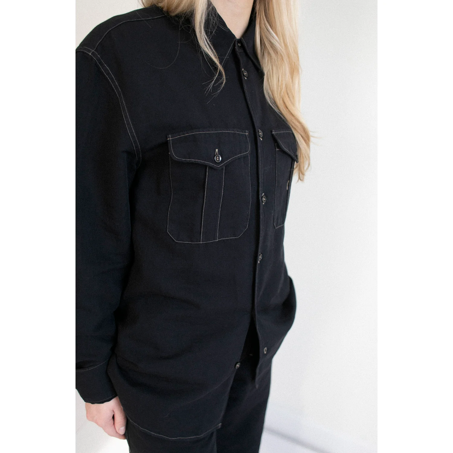 Studio Nicholson Louro Shirt in Black Grape - Image 7