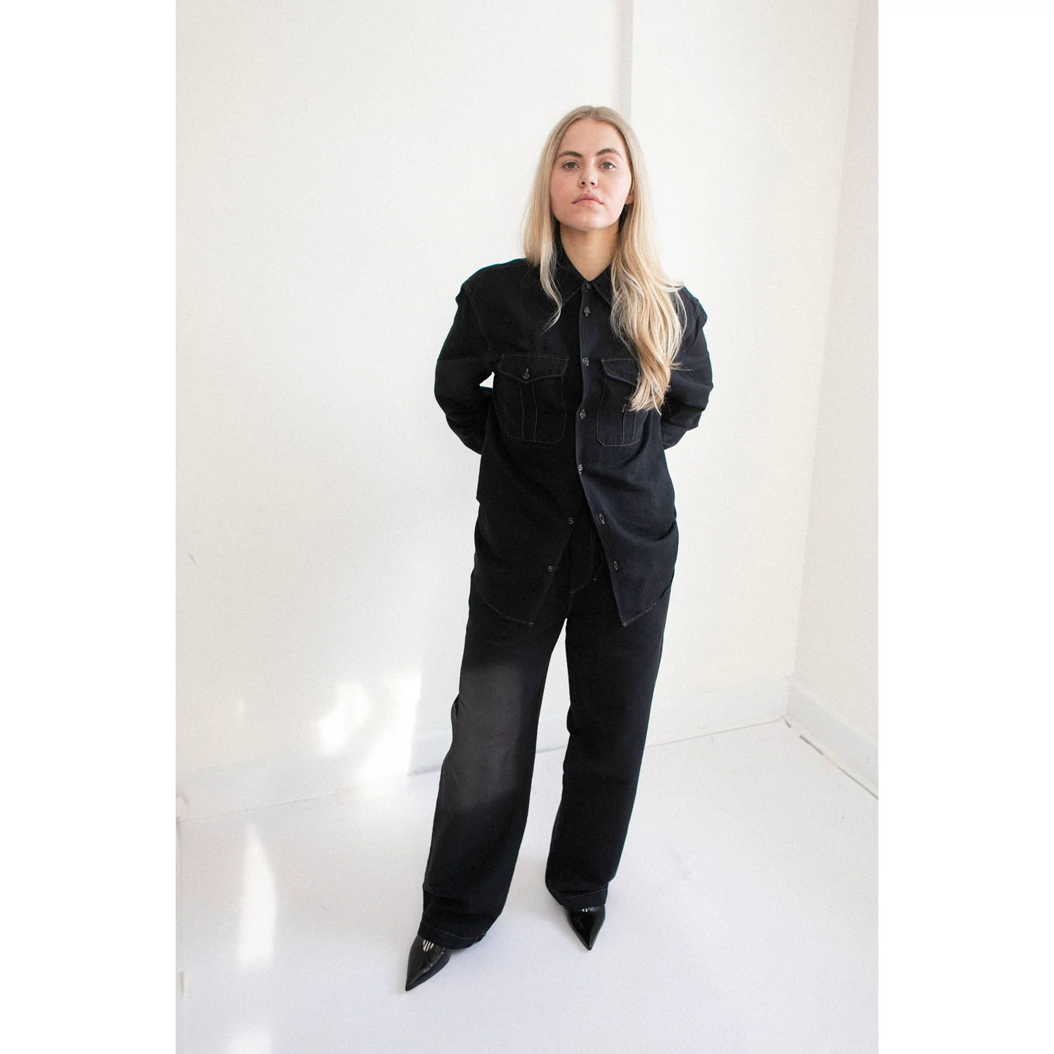 Studio Nicholson Louro Shirt in Black Grape - Image 9