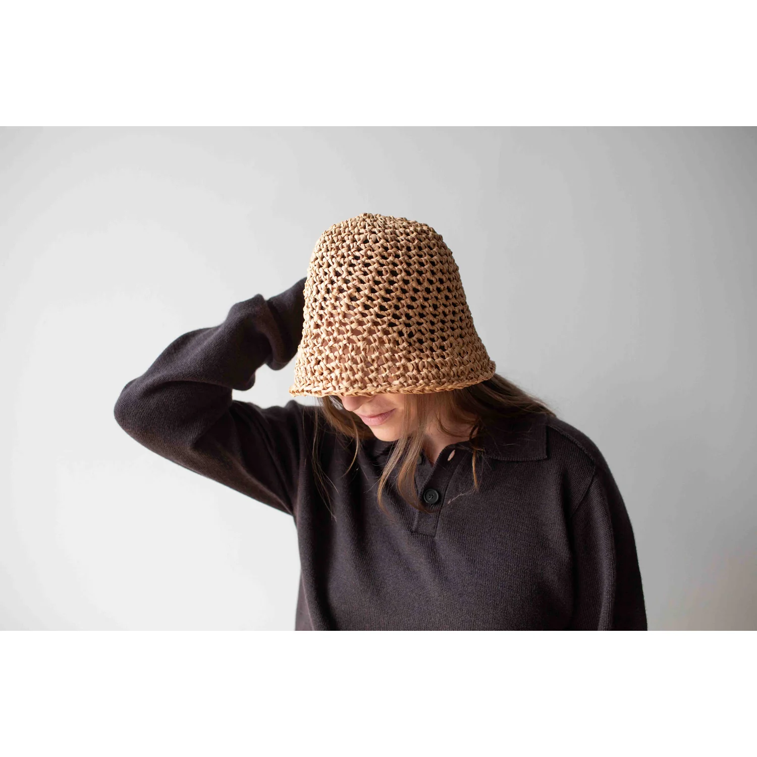 Tsuyumi Rough Crocheted Cloche in Tan - Image 8