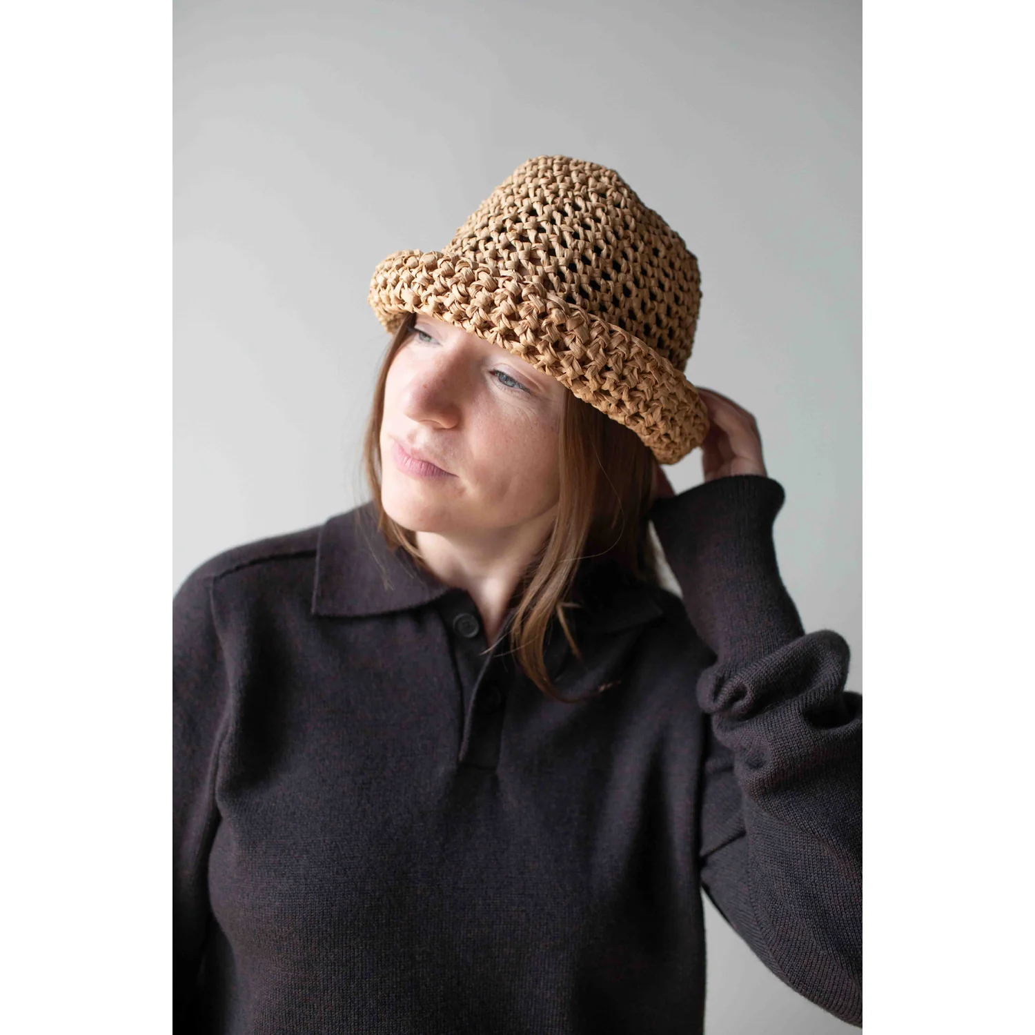 Tsuyumi Rough Crocheted Cloche in Tan - Image 9